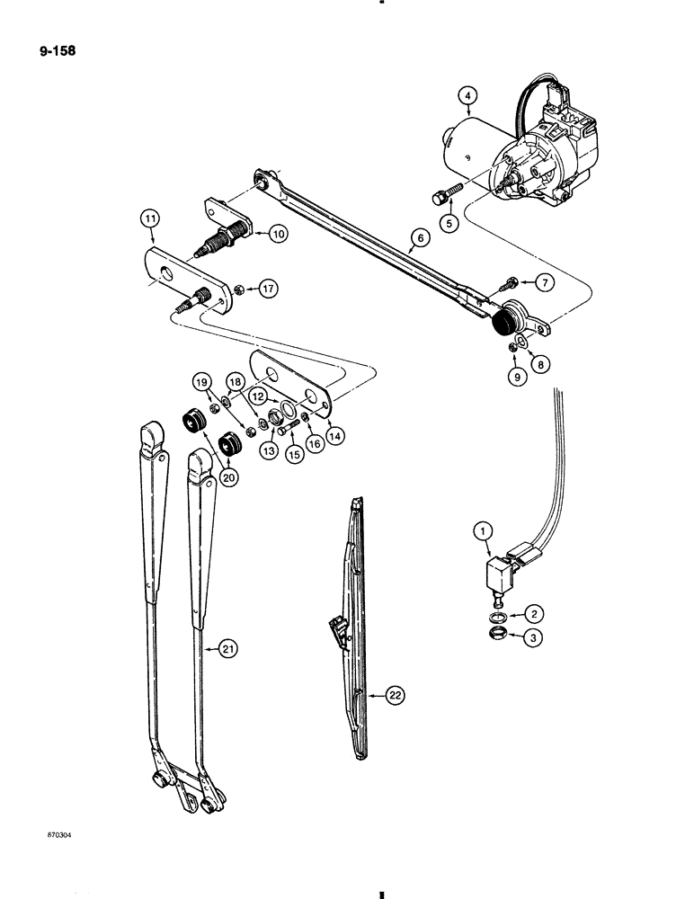 Схема запчастей Case 580K - (9-158) - CAB REAR WINDSHIELD WIPER (09) - CHASSIS/ATTACHMENTS