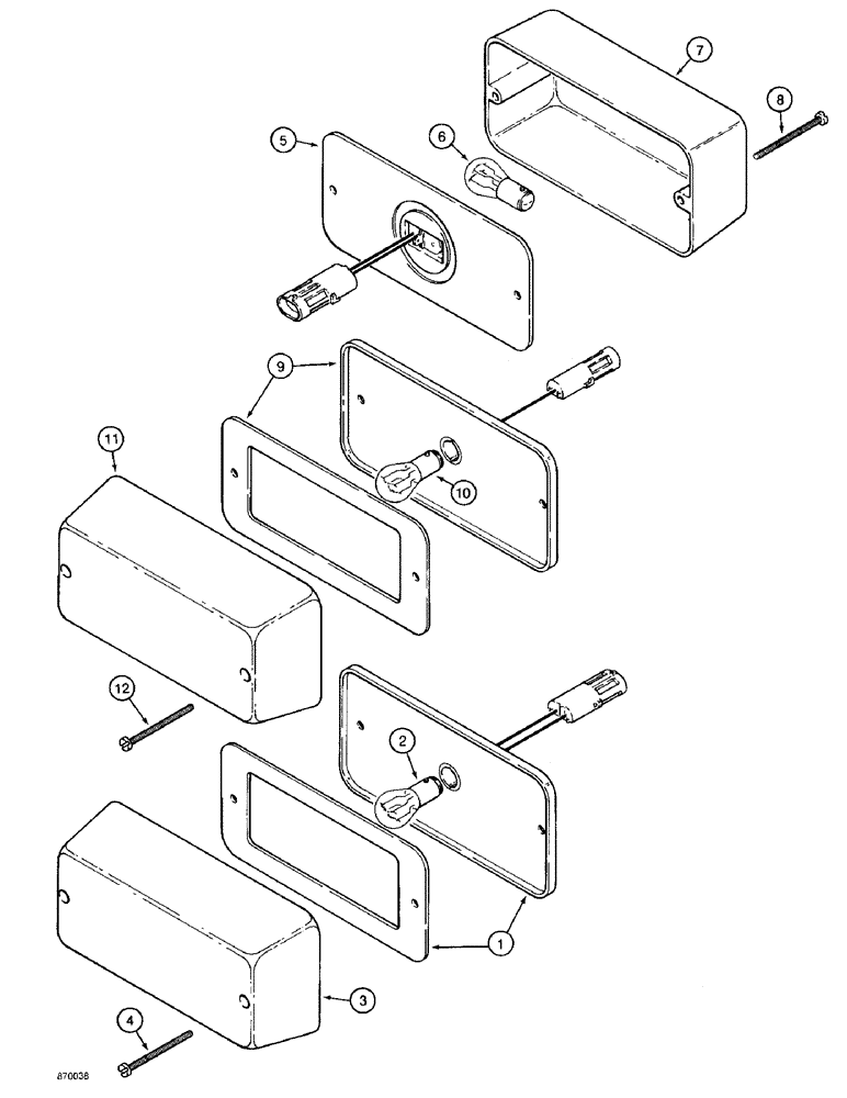 Схема запчастей Case 590 - (4-44) - CAB TRACTOR LAMPS, STOP AND TAIL LAMPS AND, TURN SIGNAL AND FLASHER LAMPS (04) - ELECTRICAL SYSTEMS