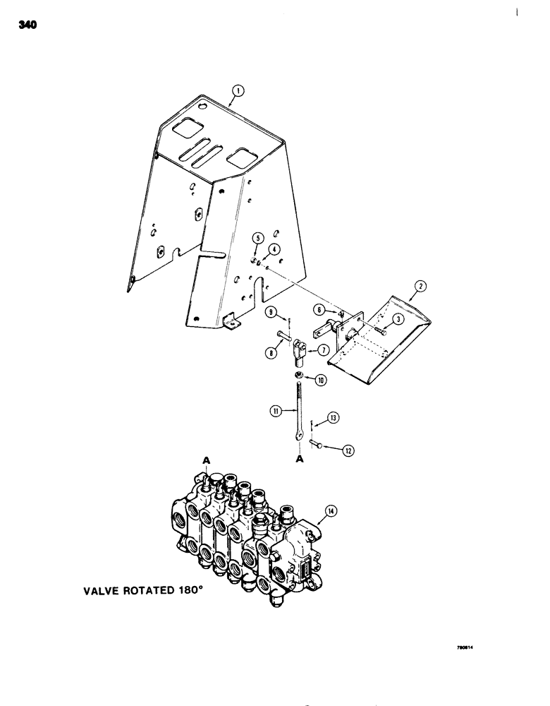 Схема запчастей Case 680G - (340) - EXTENDABLE DIPPER CONTROL WITH HAND SWING MODELS (09) - CHASSIS/ATTACHMENTS