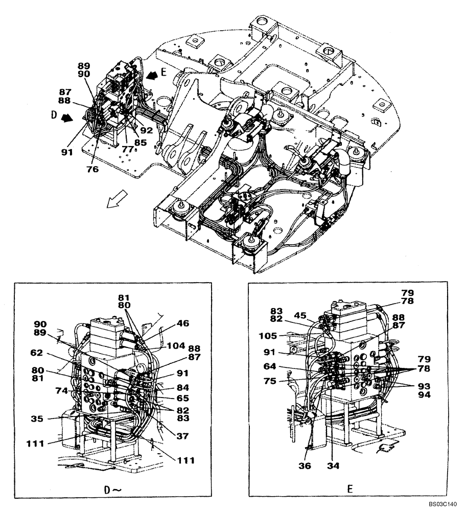 Схема запчастей Case CX75SR - (08-33) - PILOT CONTROL LINES - MODELS WITH CONTROL SELECTOR VALVE (08) - HYDRAULICS