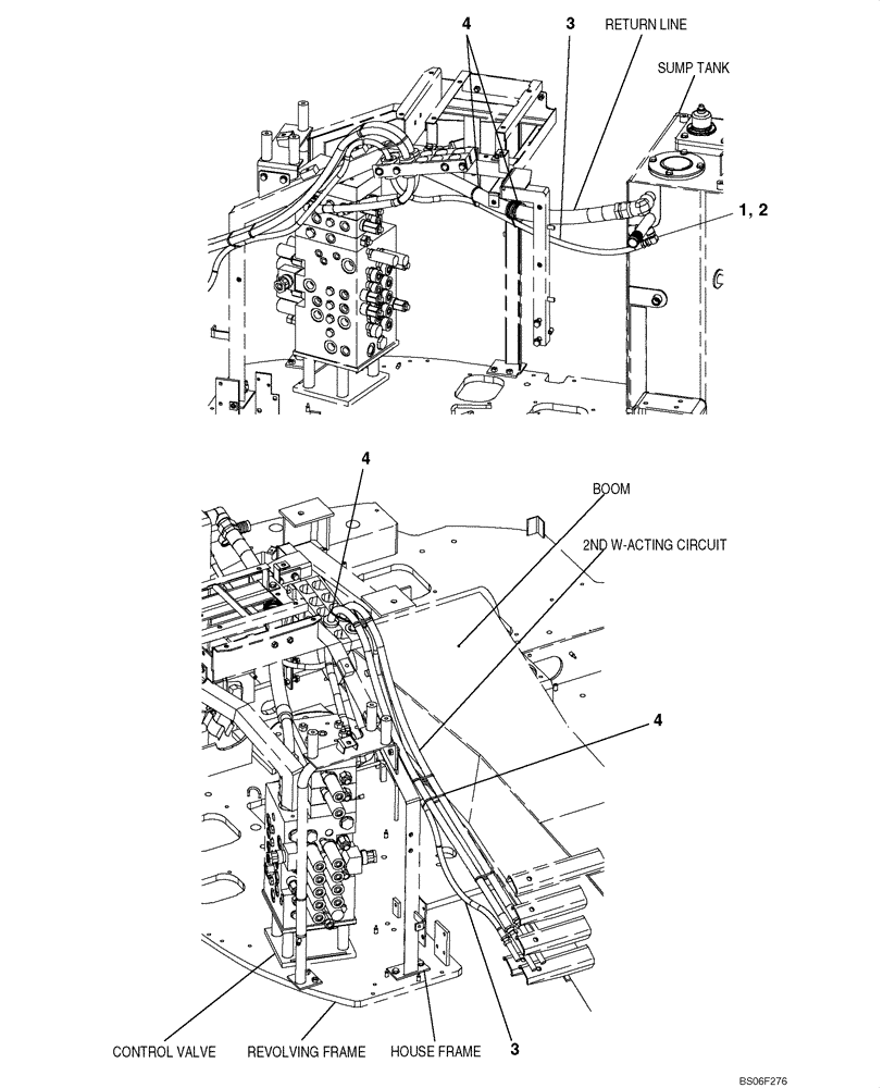 Схема запчастей Case CX135SR - (08-056A) - HYDRAULICS, AUXILIARY - SECOND OPTION LINE - WITH DOZER BLADE (08) - HYDRAULICS