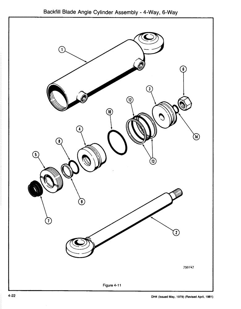 Схема запчастей Case DH4 - (4-22) - BACKFILL BLADE ANGLE CYLINDER ASSEMBLY - 4-WAY, 6-WAY (35) - HYDRAULIC SYSTEMS