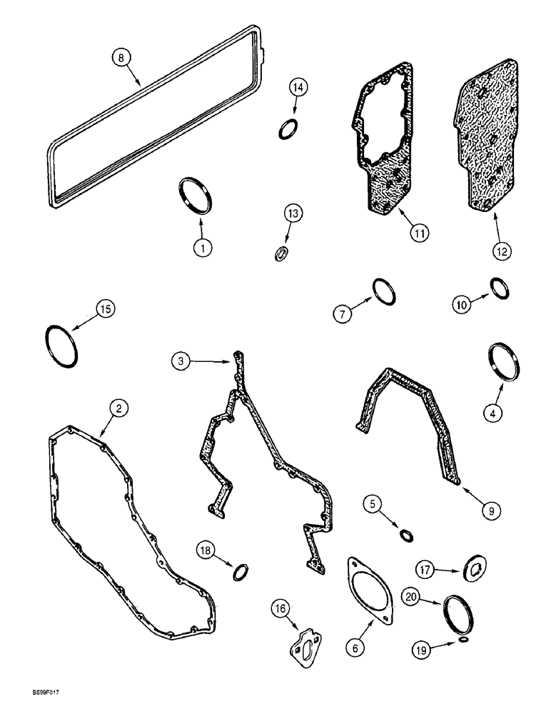 Схема запчастей Case 621B - (2-50) - GASKET KIT, 6T-590 EMISSIONS CERTIFIED ENGINE, LOADER P.I.N. JEE0053350 AND AFTER CYLINDER BLOCK (02) - ENGINE