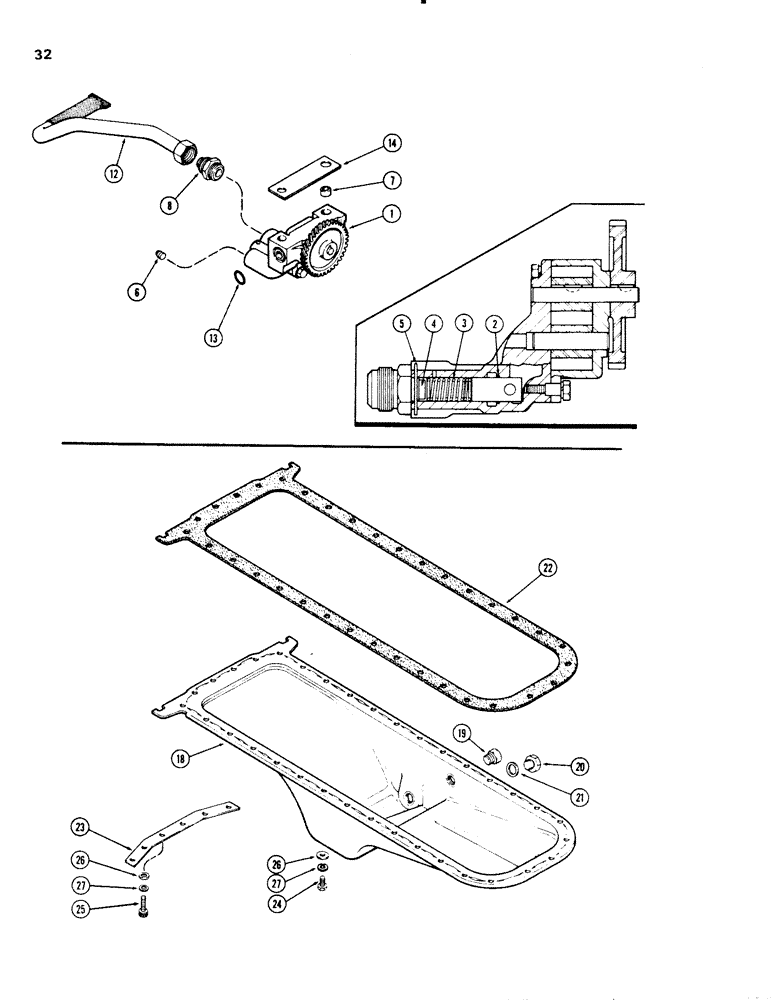 Схема запчастей Case W20 - (032) - OIL PUMP, (401 BD) DIESEL ENGINE (02) - ENGINE