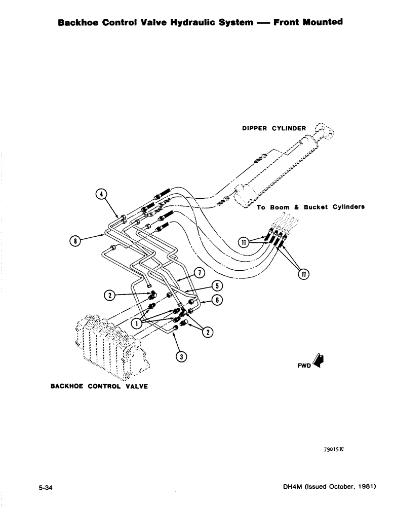 Схема запчастей Case DH4B - (5-34) - BACKHOE CONTROL VALVE HYDRAULIC SYSTEM - FRONT MOUNTED (35) - HYDRAULIC SYSTEMS