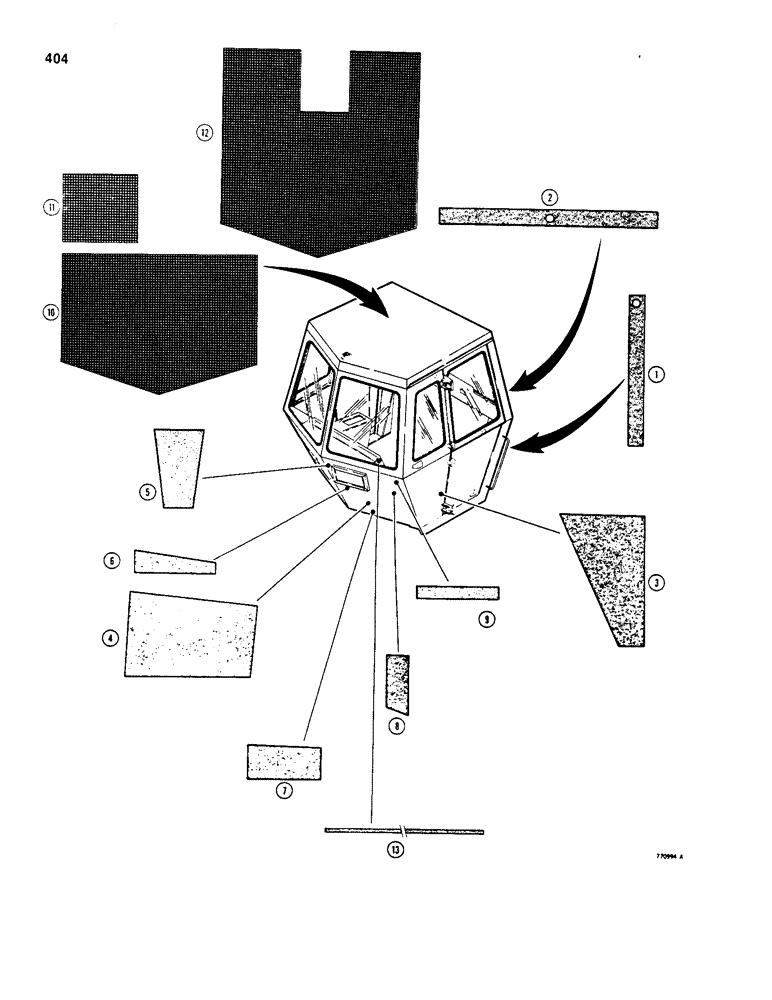 Схема запчастей Case W20B - (404) - NOISE REDUCTION PADS, USED ON CAB SN 27750 AND AFTER (09) - CHASSIS/ATTACHMENTS