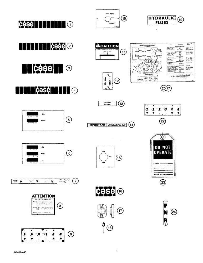 Схема запчастей Case W36 - (9-562) - DECALS, FOR TAN OR YELLOW TRACTORS (09) - CHASSIS