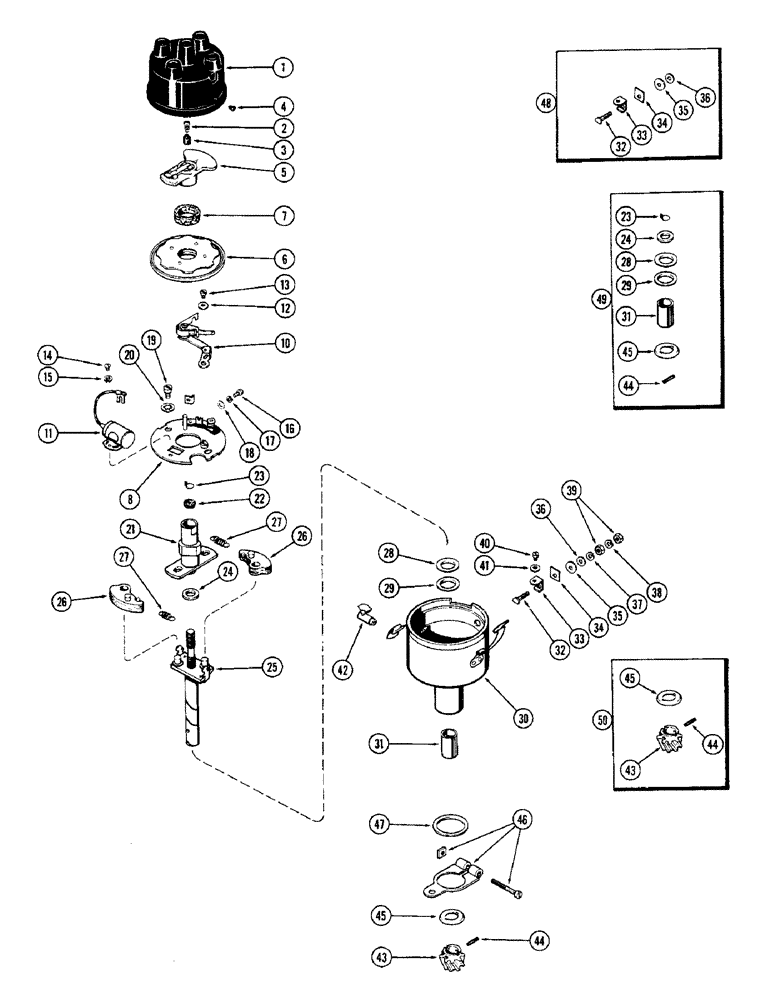 Схема запчастей Case 310G - (076) - G11051 DISTRIBUTOR (148B) SPARK IGNITION ENGINE (06) - ELECTRICAL SYSTEMS