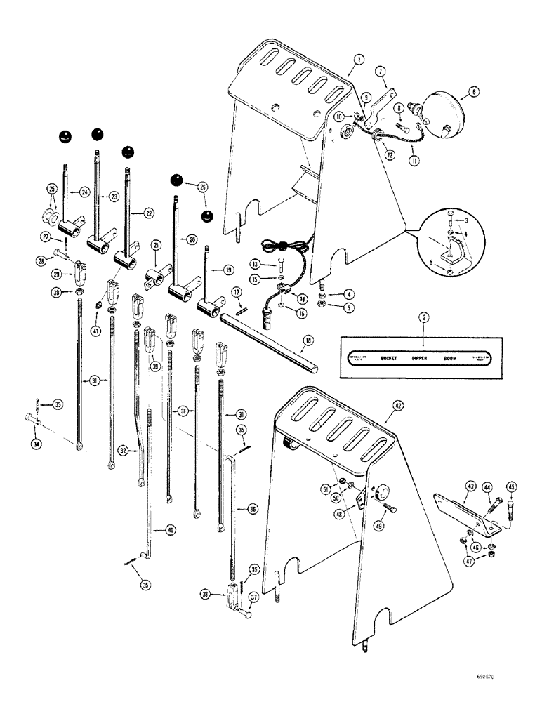 Схема запчастей Case 33 - (106) - INDIVIDUAL LEVER BACKHOE CONTROL * (FOOT SWING) 