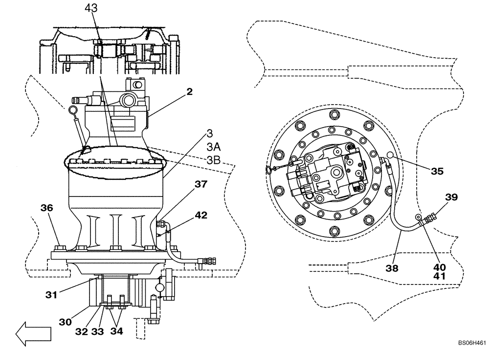 Схема запчастей Case CX240 - (08-35) - MOUNTING - SWING MOTOR (08) - HYDRAULICS