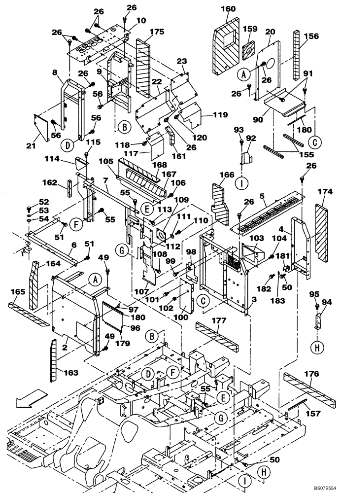 Схема запчастей Case CX210BLR - (09-05) - FRAMES, COVERS - INSULATION (09) - CHASSIS/ATTACHMENTS