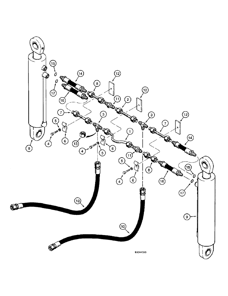 Схема запчастей Case 821B - (8-18) - HYDRAULIC CIRCUIT, AUXILIARY CYLINDERS TO CLAM BUCKET (08) - HYDRAULICS