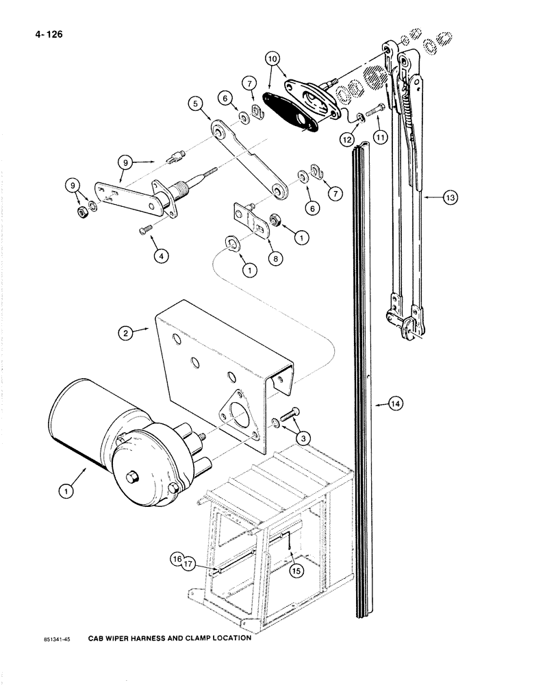 Схема запчастей Case 1187B - (4-126) - WINDSHIELD WIPER (04) - ELECTRICAL SYSTEMS