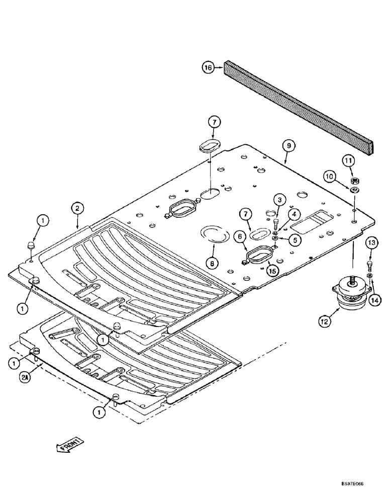 Схема запчастей Case 9010B - (9-052) - CAB FLOOR AND MOUNTING, P.I.N. DAC01#2001 AND AFTER (09) - CHASSIS
