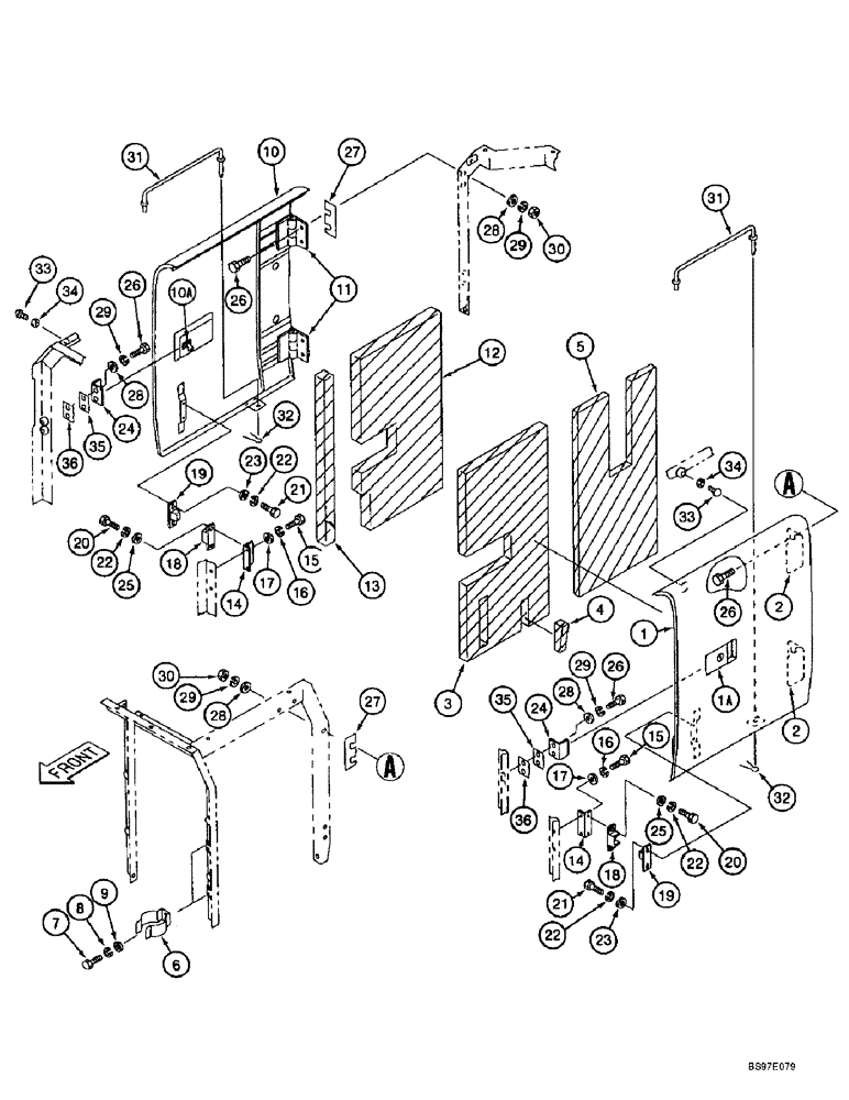 Схема запчастей Case 9010B - (9-024) - UPPER STRUCTURE, LEFT-HAND AND RIGHT-HAND SIDE DOORS (09) - CHASSIS