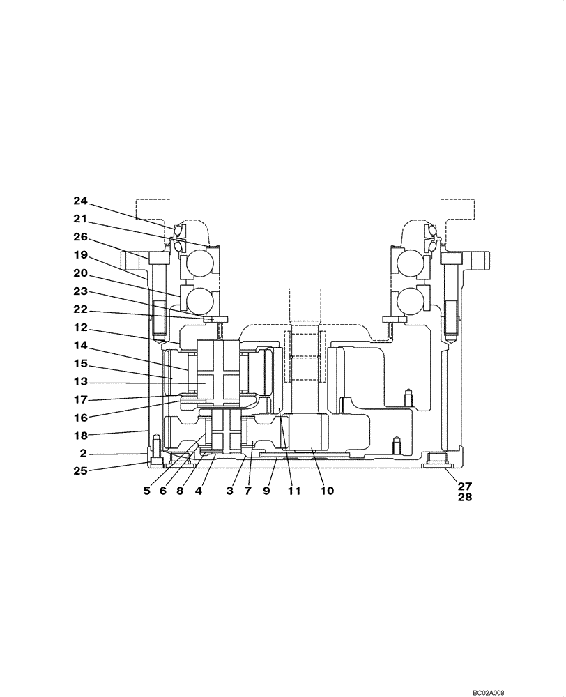 Схема запчастей Case CX290 - (06-02) - TRANSMISSION ASSY - GEAR ASSY, REDUCTION (06) - POWER TRAIN