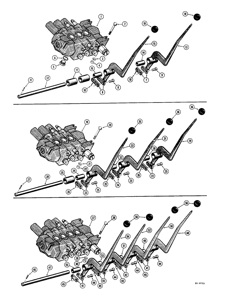 Схема запчастей Case 1150 - (192) - EQUIPMENT CONTROL VALVES AND LEVERS (EARLY PRODUCTION), USED ON LOADER & DOZEN MODELS W/OUT RIPPER (07) - HYDRAULIC SYSTEM
