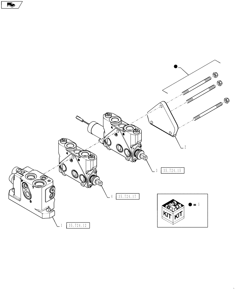 Схема запчастей Case 590SN - (35.724.09[04]) - VALVE - LOADER CONTROL, TWO SPOOL (PILOT CONTROLS) (580SN, 580SN WT, 590SN) (35) - HYDRAULIC SYSTEMS