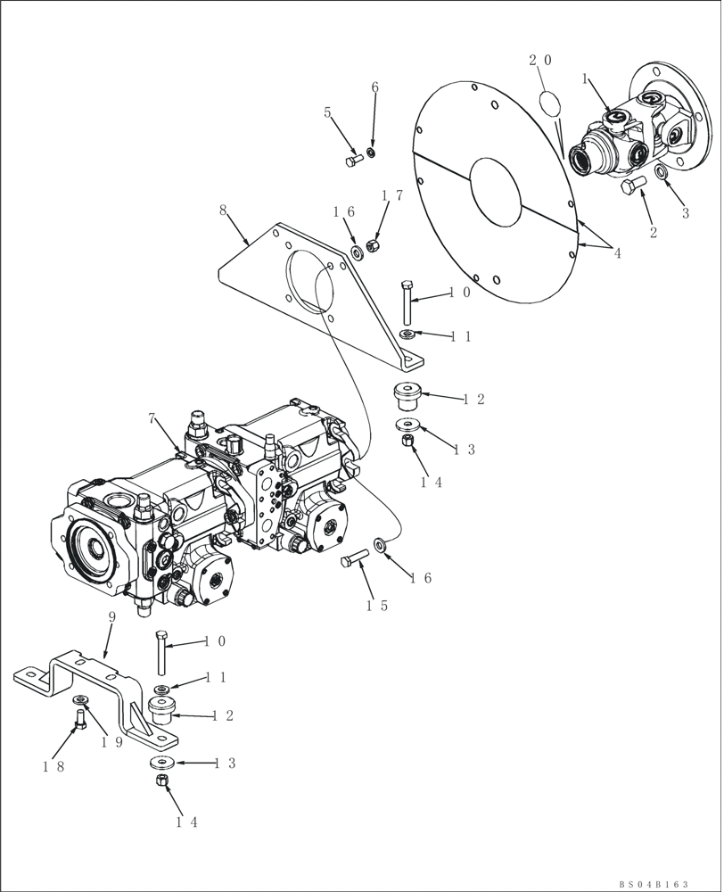 Схема запчастей Case 850L - (06-01) - MOUNTING - PUMP, HYDROSTATIC TANDEM AND DRIVESHAFT (06) - POWER TRAIN