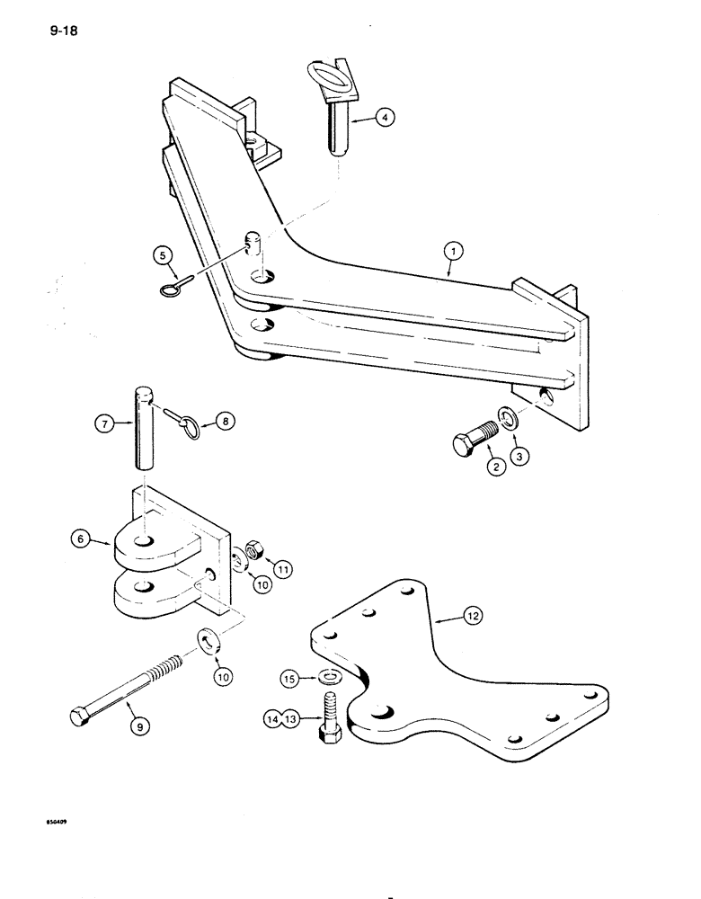 Схема запчастей Case 855D - (9-018) - DRAWBARS, DOZER OR DRAWBAR MODELS - NO REAR EQUIPMENT (09) - CHASSIS/ATTACHMENTS