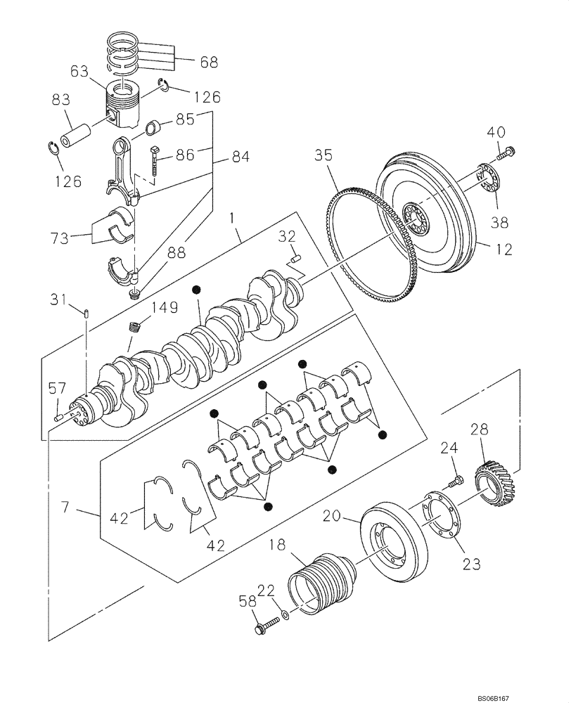 Схема запчастей Case CX700B - (02-17) - PISTONS AND CRANKSHAFT (02) - ENGINE