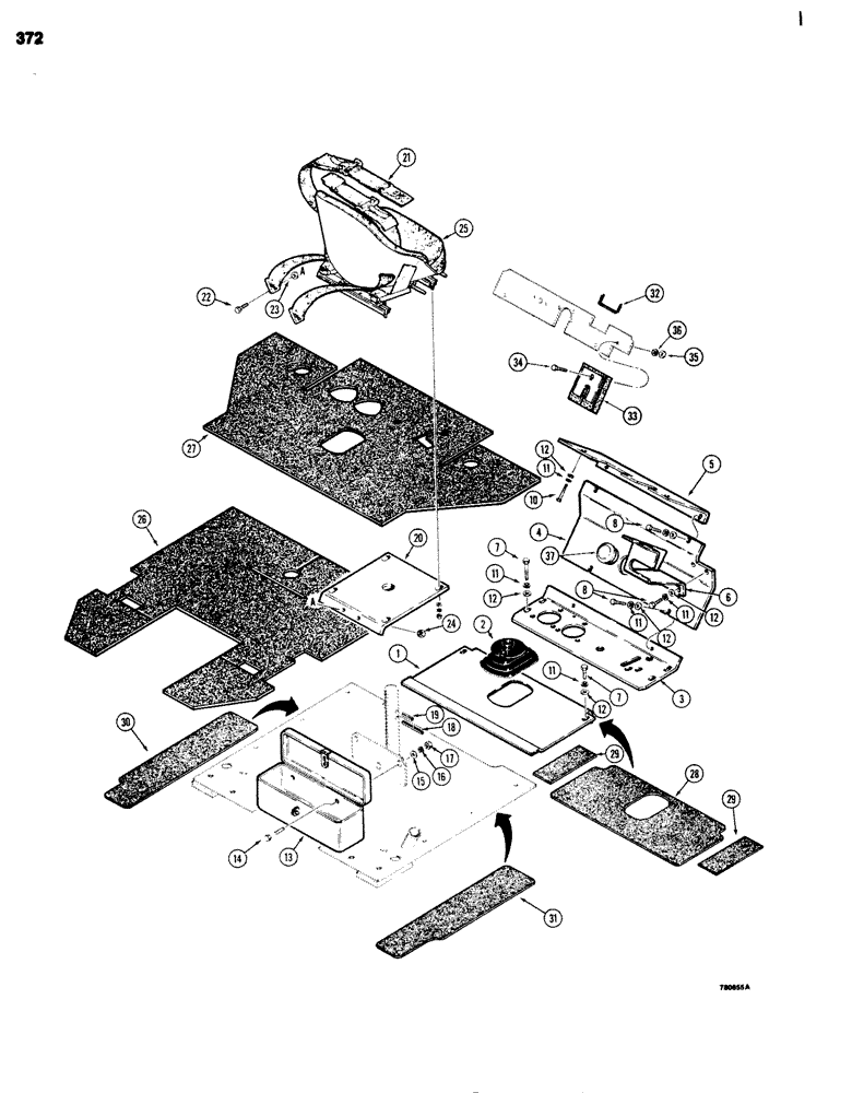 Схема запчастей Case 680G - (372) - FLOOR PLATES AND SEAT (09) - CHASSIS/ATTACHMENTS