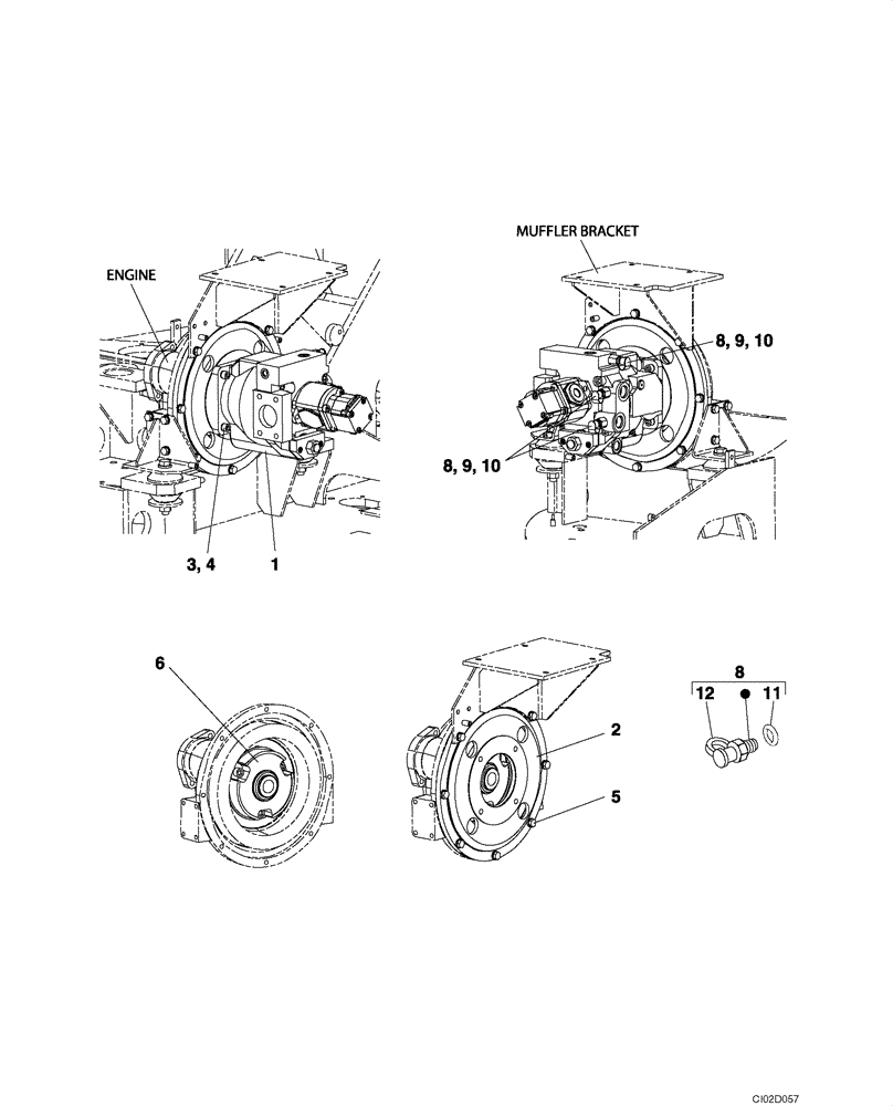Схема запчастей Case CX75SR - (08-02) - PUMP ASSY, HYDRAULIC - COUPLING (08) - HYDRAULICS