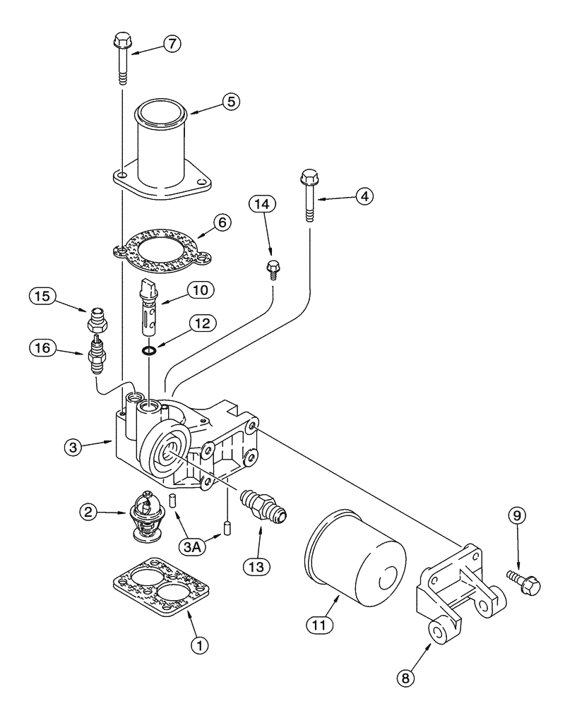 Схема запчастей Case 721C - (02-19) - HOUSING, THERMOSTAT- FILTER, WATER, (02) - ENGINE
