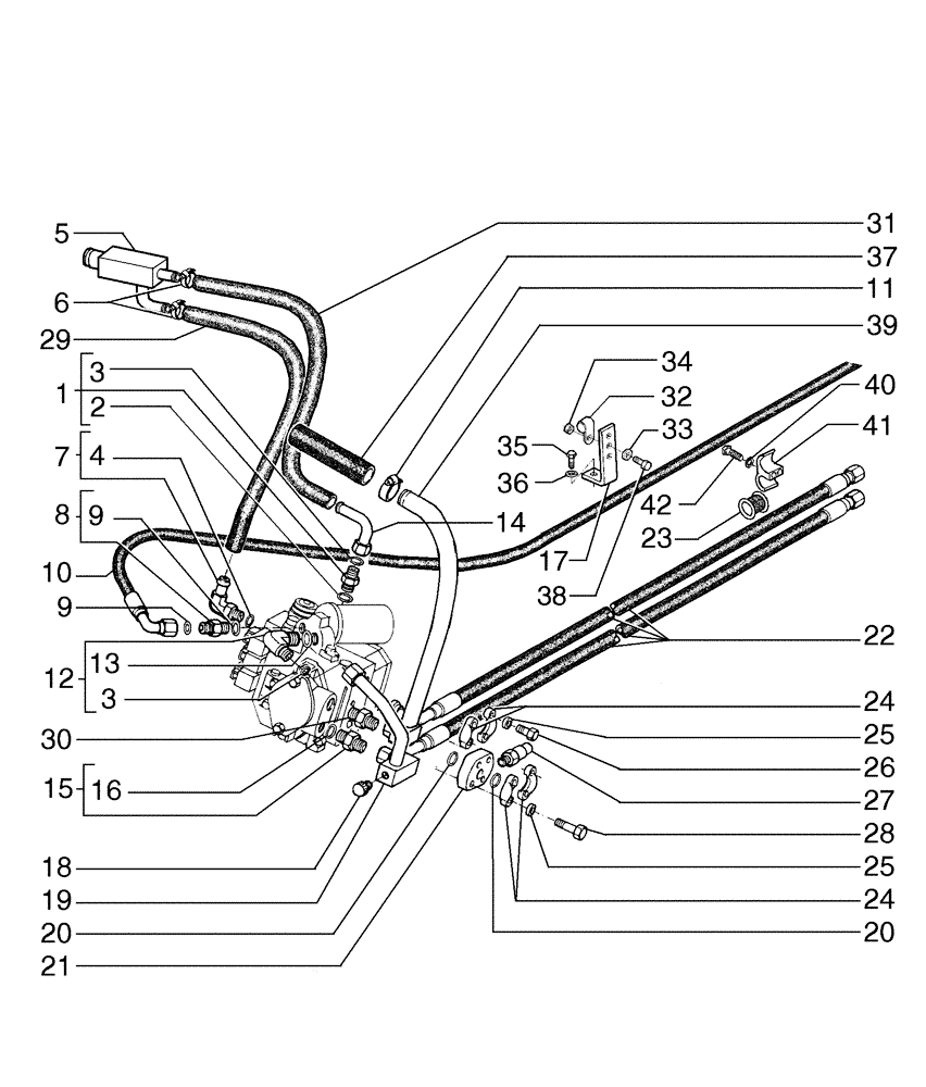 Схема запчастей Case 865B AWD - (08-31[01]) - FRONT WHEEL DRIVE HYDRAULIC PUMP - HYDRAULIC CIRCUIT (08) - HYDRAULICS