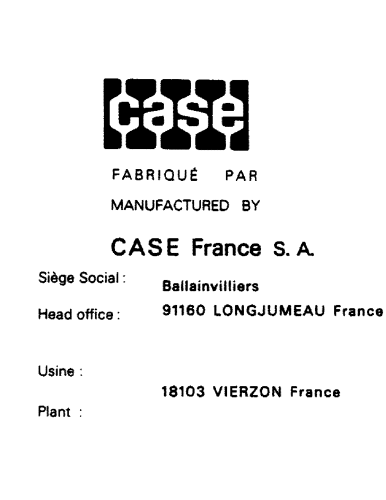 Схема запчастей Case 1529 - (001-1) - CASE (00) - GENERAL & PICTORIAL INDEX