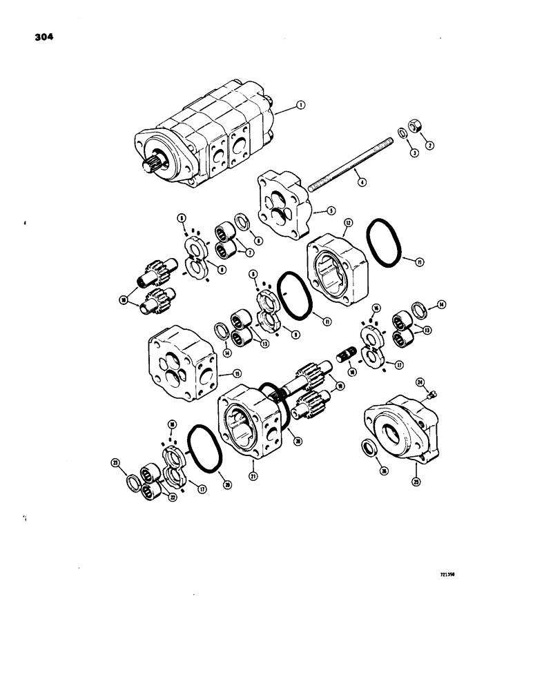 Схема запчастей Case W18 - (304) - L26895 LOADER AND STEERING PUMP (08) - HYDRAULICS