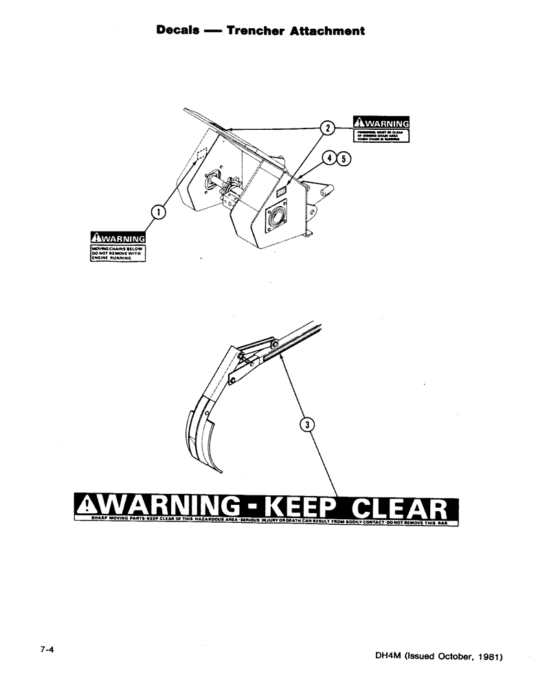Схема запчастей Case DH4 - (7-04) - DECALS - TRENCHER ATTACHMENT (90) - PLATFORM, CAB, BODYWORK AND DECALS