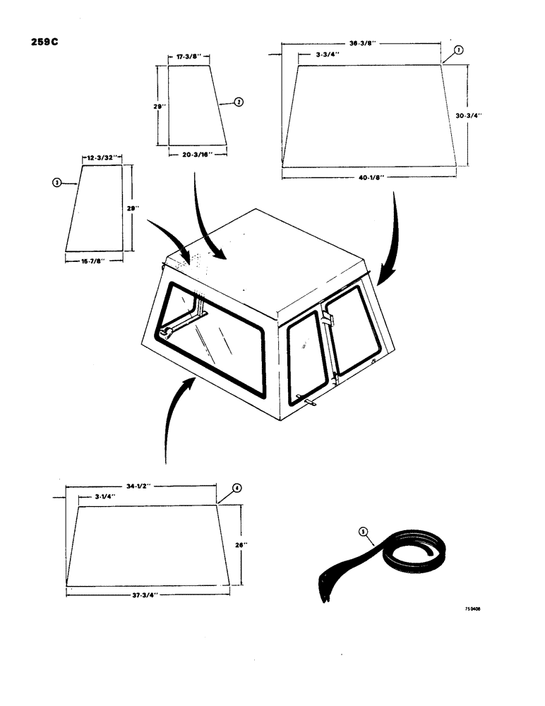 Схема запчастей Case W18 - (259C) - L57831 OPERATORS CAB, GLASS AND MOULDINGS (09) - CHASSIS