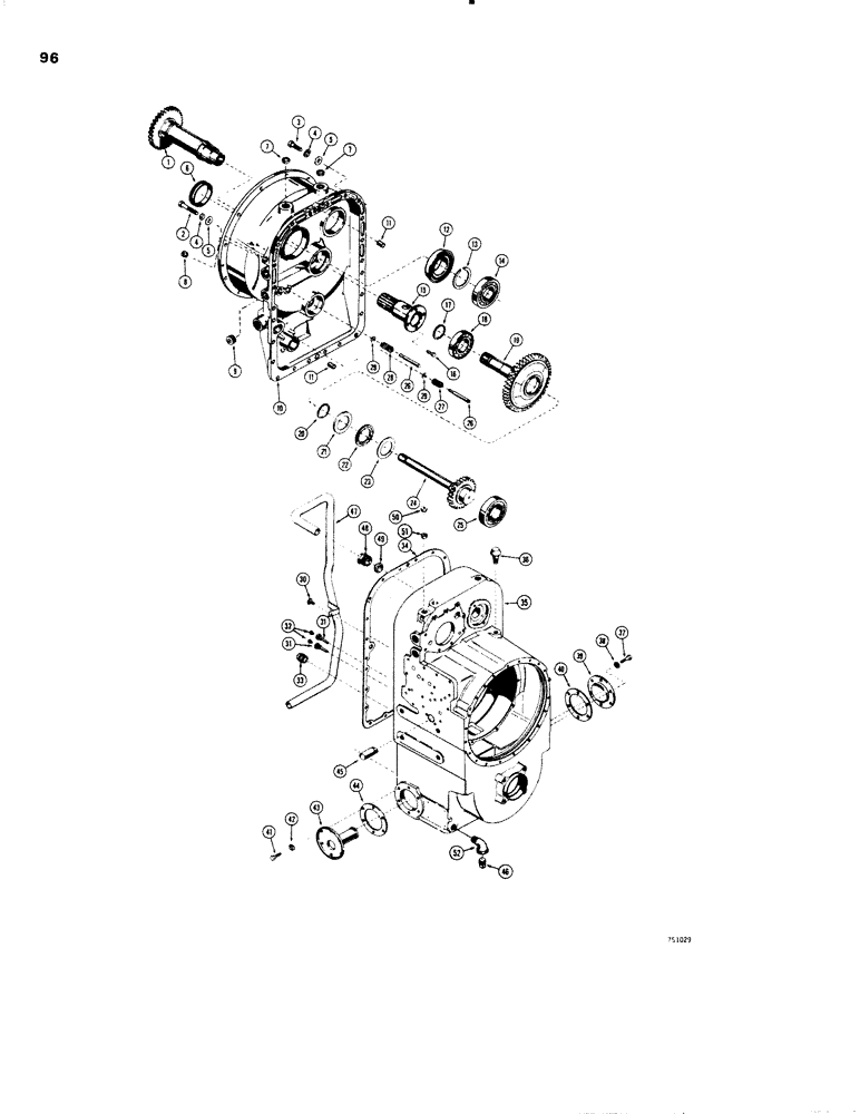 Схема запчастей Case W20 - (096) - L55661 TRANSMISSIONS, TORQUE CONVERTER HOUSING, GEARS AND TRANSMISSION HOUSING (06) - POWER TRAIN