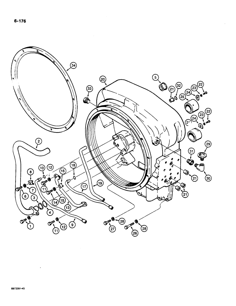 Схема запчастей Case W36 - (6-176) - TRANSMISSION ASSEMBLY, TORQUE CONVERTER HOUSING (06) - POWER TRAIN