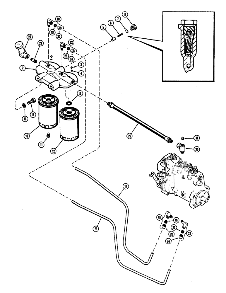 Схема запчастей Case W7E - (031A) - FUEL INJECTION FILTER SYSTEM, (301B) DIESEL ENGINE, USED PRIOR TO ENG. SN 2323001 (03) - FUEL SYSTEM