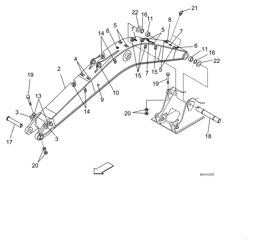 Схема запчастей Case CX210LR - (09-35) - BOOM (09) - CHASSIS