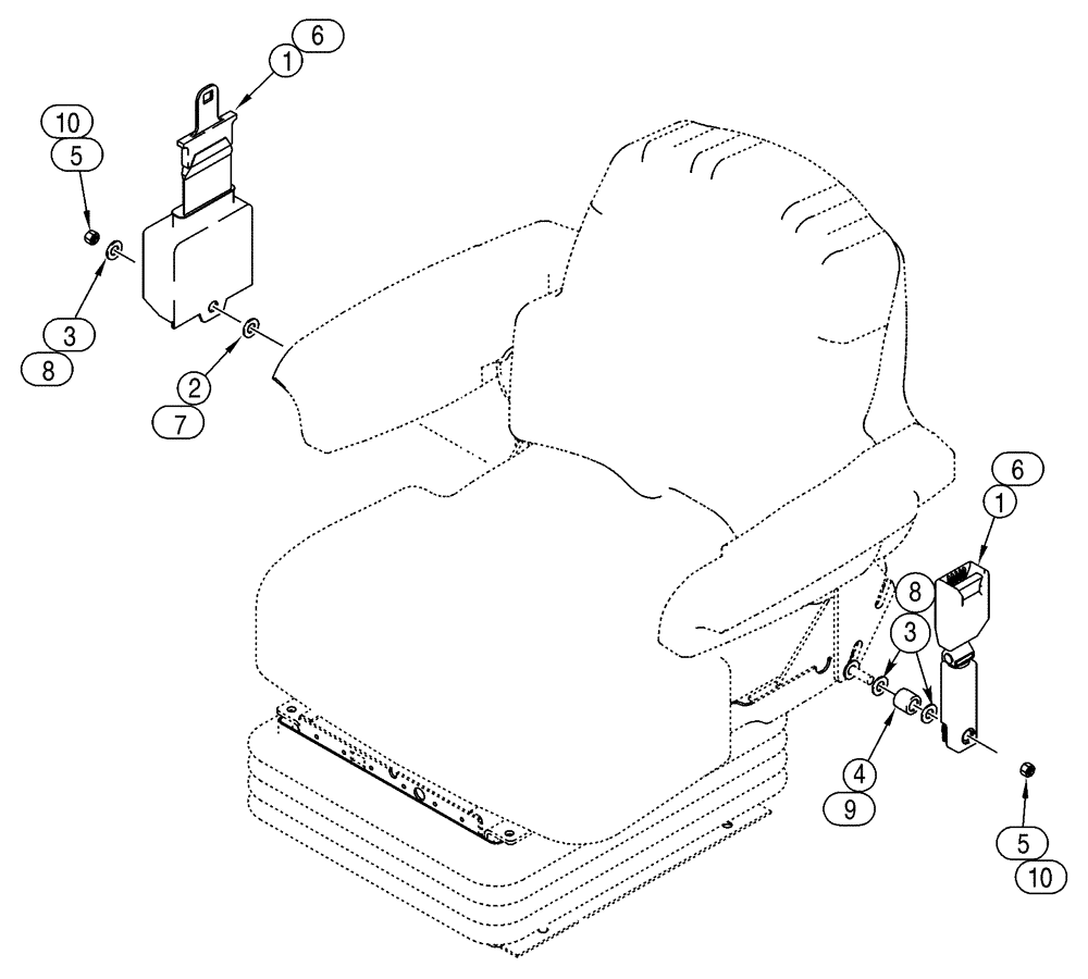 Схема запчастей Case 621D - (09-27) - SEAT - SEAT BELTS, EUR. ONLY, 51MM (2 INCH) WIDE RETRACTABLE SEAT BELT (09) - CHASSIS