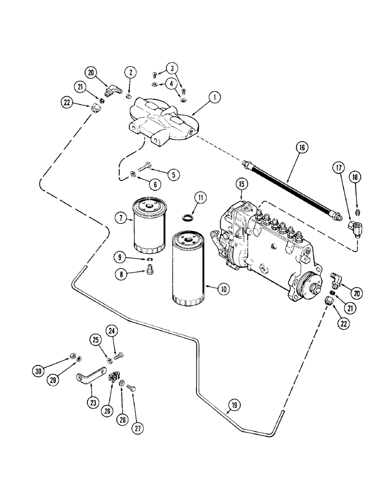 Схема запчастей Case 1187 - (064) - FUEL FILTER SYSTEM, 504BDT DIESEL ENGINE (01) - ENGINE