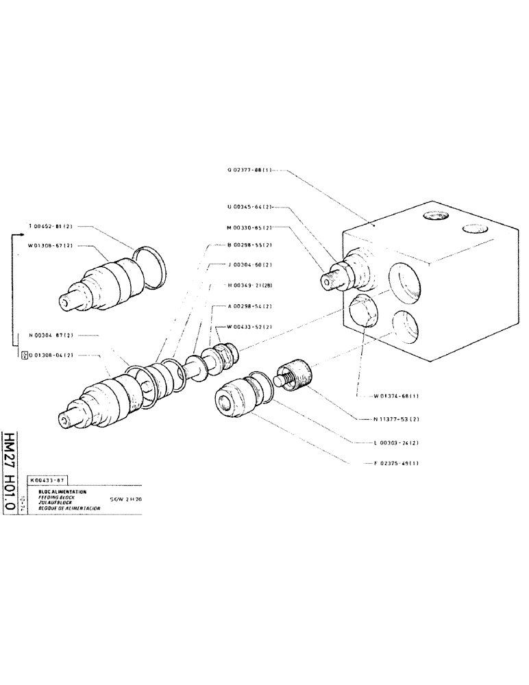 Схема запчастей Case RC200L - (082) - FEEDIING BLOCK 