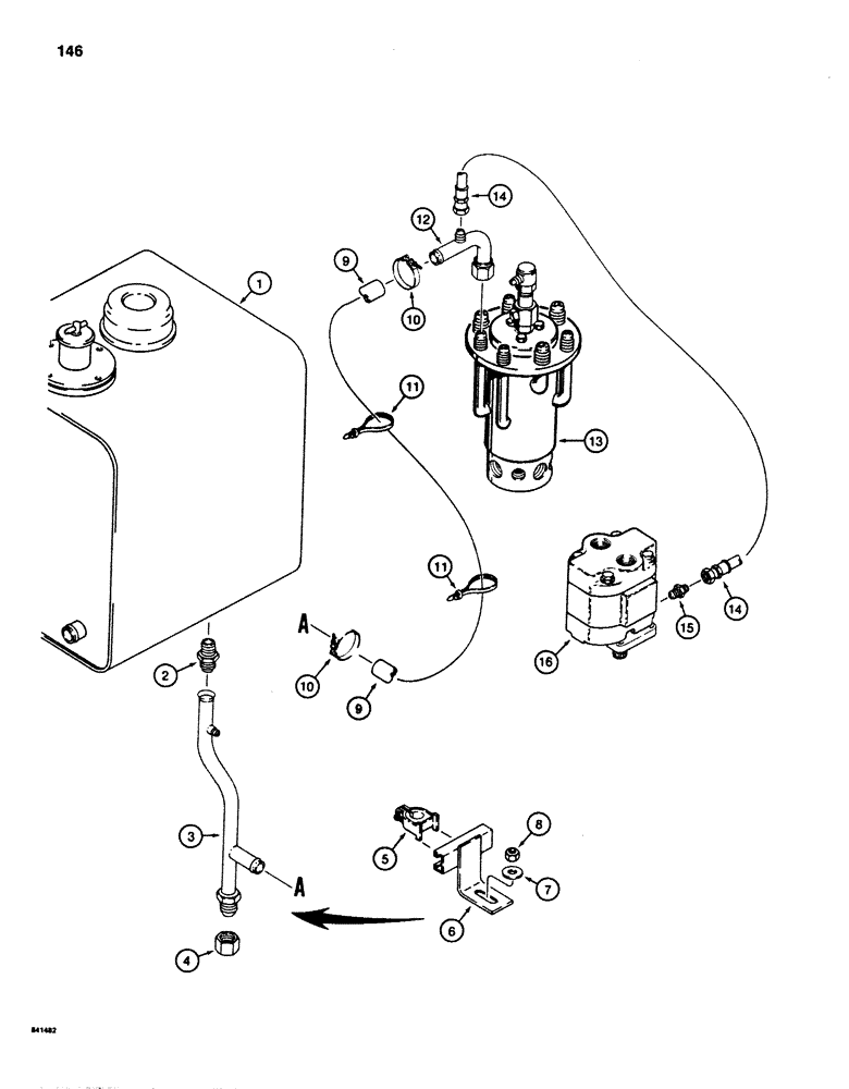 Схема запчастей Case 880D - (146) - HYDRAULIC DRAIN LINES (07) - HYDRAULIC SYSTEM