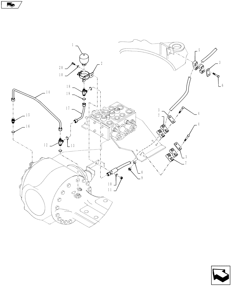 Схема запчастей Case 921F - (33.202.03) - MAIN BRAKE SYSTEM,FRONT (33) - BRAKES & CONTROLS