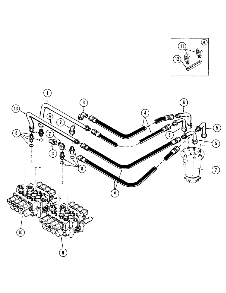 Схема запчастей Case 35 - (138) - TRACK DRIVE MOTOR TUBING FROM VALVE TO SWIVEL (35) - HYDRAULIC SYSTEMS