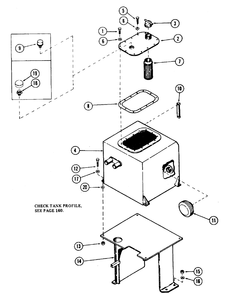 Схема запчастей Case 35 - (162) - HYDRAULIC OIL TANK AND RELATED PARTS, (USED WITH TANK WITH SQUARE CORNERS) (35) - HYDRAULIC SYSTEMS