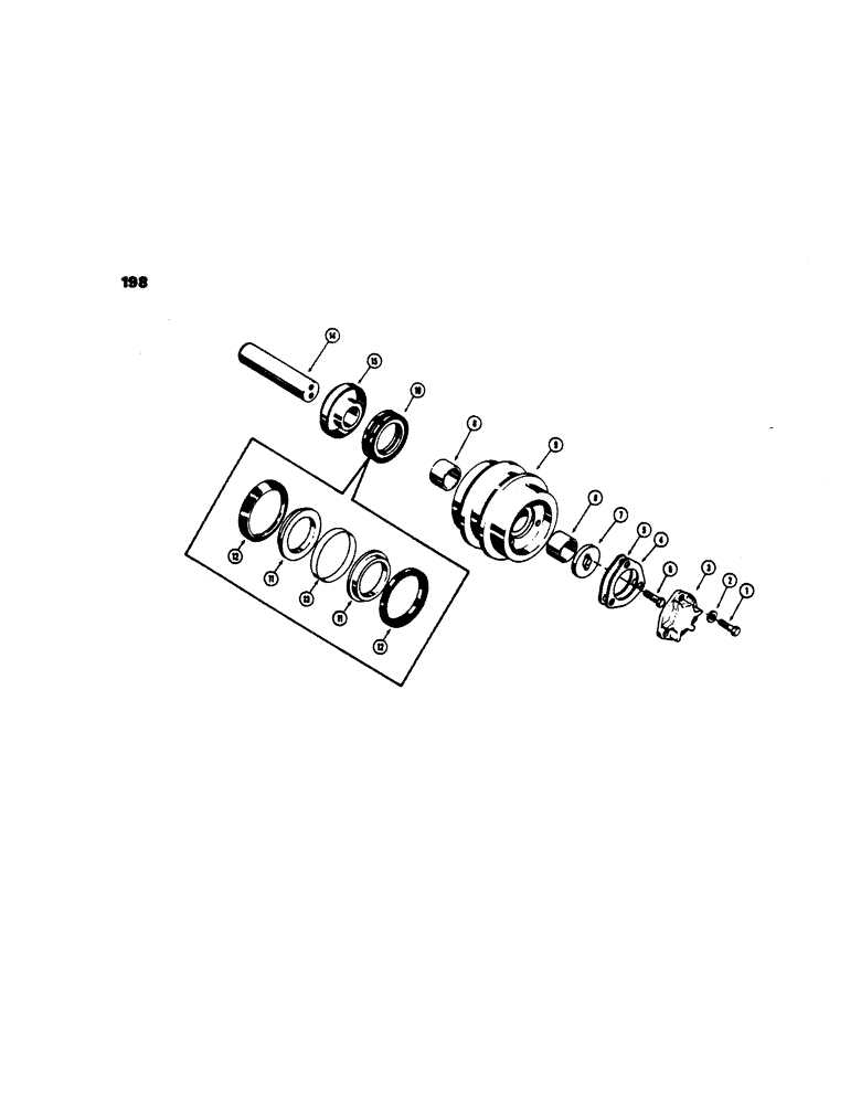Схема запчастей Case 450 - (198) - D48684 TRACK CARRIER ROLLER, TRACTOR SN 3050801 & AFTER, FOR I.D., SEE ITEM #3 OF ILLUSTRATION (04) - UNDERCARRIAGE