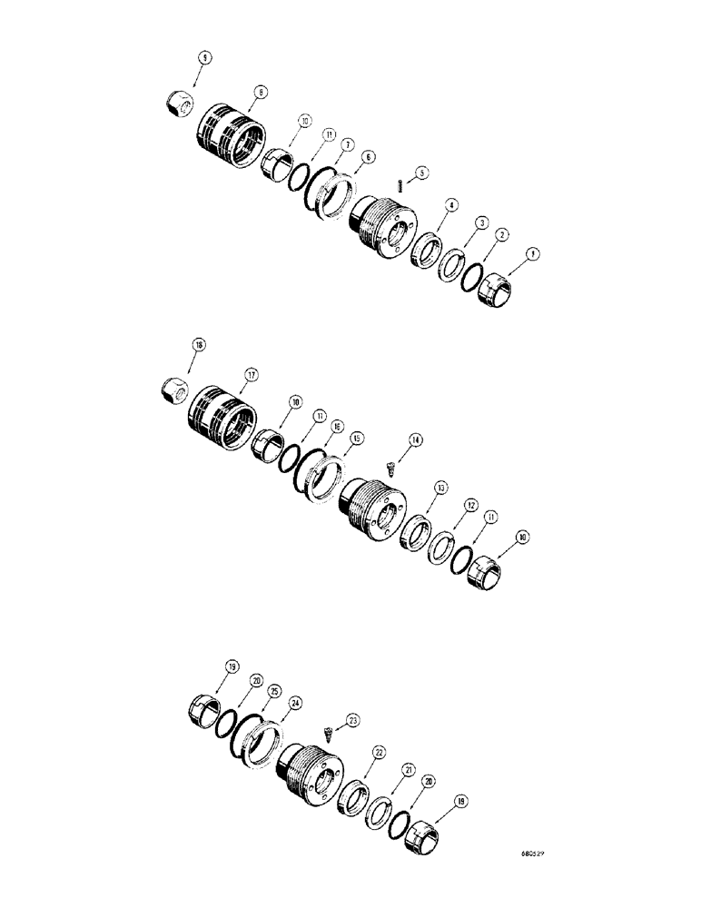 Схема запчастей Case 1150 - (230) - CYLINDER PACKING KITS, 4" CYLINDER TUBE I.D. X 2" PISTON ROD, D30134 CYLINDER PACKING KIT (07) - HYDRAULIC SYSTEM