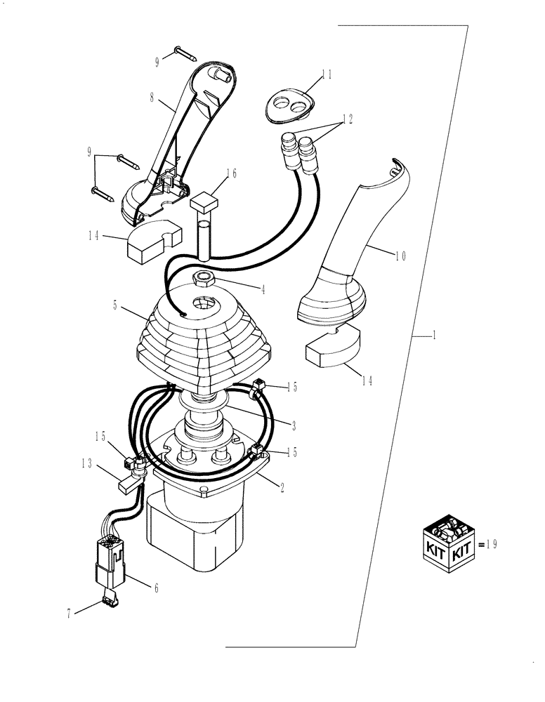 Схема запчастей Case 590SN - (35.150.16[03]) - HYDRAULICS - VALVE, JOYSTICK (PILOT CONTROLS) (RIGHT-HAND) WITH EXTENDABLE DIPPER, 8 SPOOL (35) - HYDRAULIC SYSTEMS