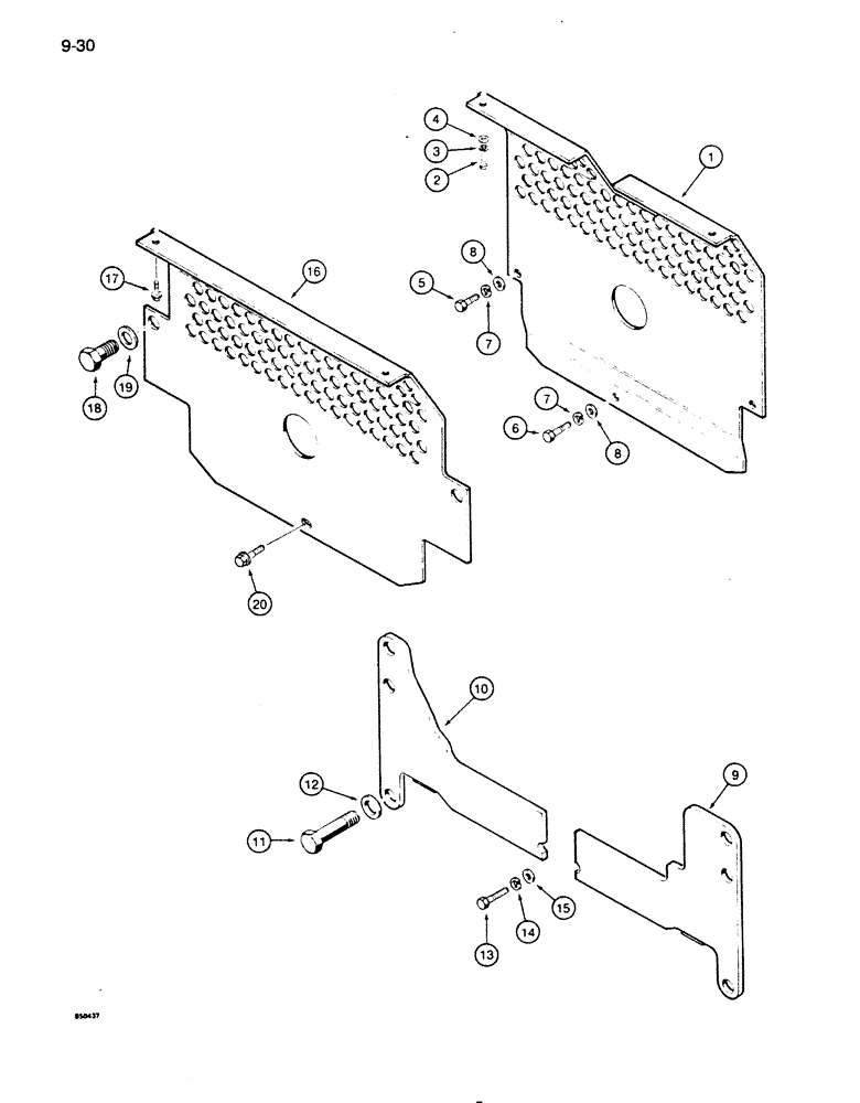 Схема запчастей Case 855D - (9-030) - REAR TRANSMISSION GUARDS (09) - CHASSIS/ATTACHMENTS