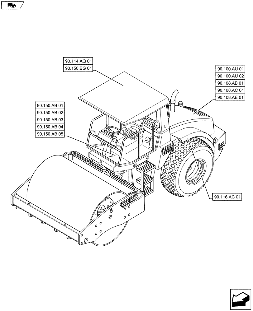 Схема запчастей Case SV211 - (00.000.90) - PICTORIAL INDEX - PLATFORM, CAB, BODYWORK AND DECALS (00) - GENERAL & PICTORIAL INDEX