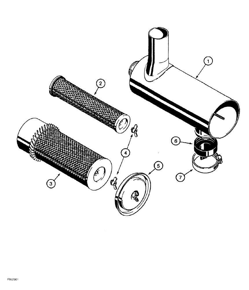 Схема запчастей Case 550G - (2-12) - AIR CLEANER (01) - ENGINE